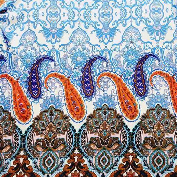 Tunic Dress Size 3XL Royal Orange Paisley Boho Festival Whimsycore Maximalist - Picture 4 of 13